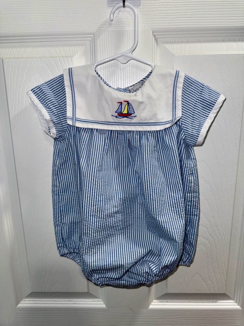 Classic Blue Striped Sailboat Baby Bubble